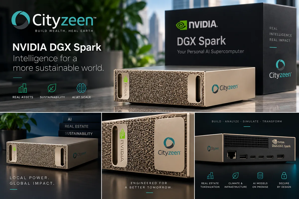 Conceito visual do CityZeen ONE Node, construído sobre o NVIDIA DGX Spark